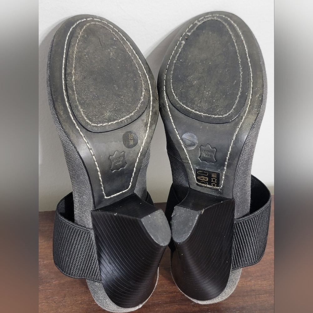 BCBGMAXAZRIA Black/Gray Mary Jane Wedge Block Pumps Women's Size 8B - Picture 13 of 15